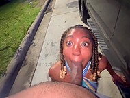 After Clubbing Ebony Slut Wants To Suck Black Dick Right On The Street And Impresses With A Great Blowjob