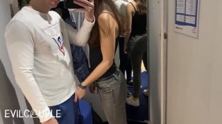 Fetish Cumshot On Random T Shirt In Public Mall ( Huge Cumshot )